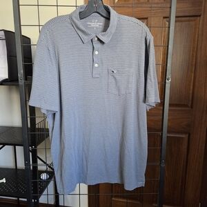Vineyard Vines Men's Gray/Blue Striped Polo Shirt, Size Large